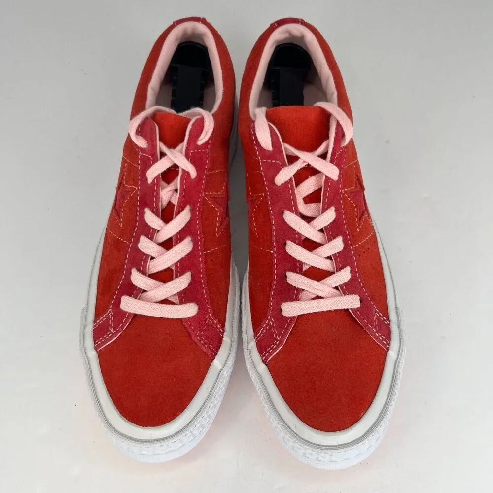 Converse Kids 261791C Enamel Red Pink Pop Leather One Star Low Size 7 Sneakers